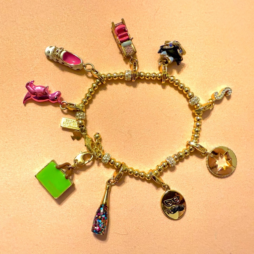 Kate Spade Gold Charm Bracelet with 9 Charms
